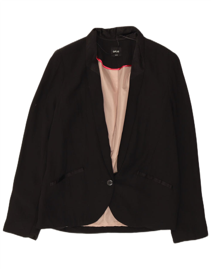 Oasis Veste Blazer 1 Bouton Femme UK 12 Noir Moyen Polyester