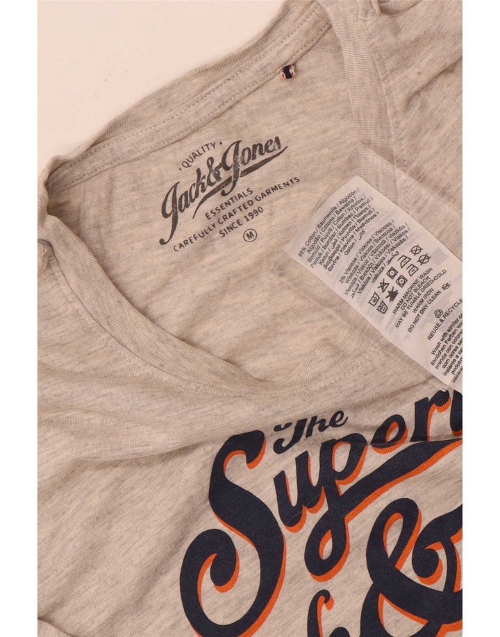 Jack & Jones T-Shirt Graphique Homme Gris Moyen Moucheté Coton