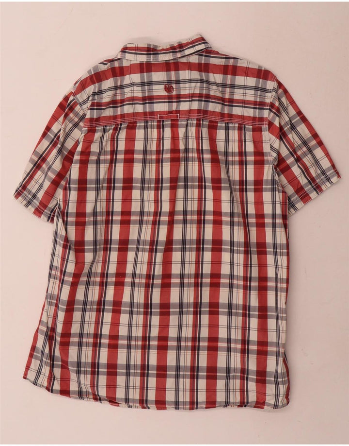 Fat Face Chemise à manches courtes pour homme en coton à grands carreaux rouges