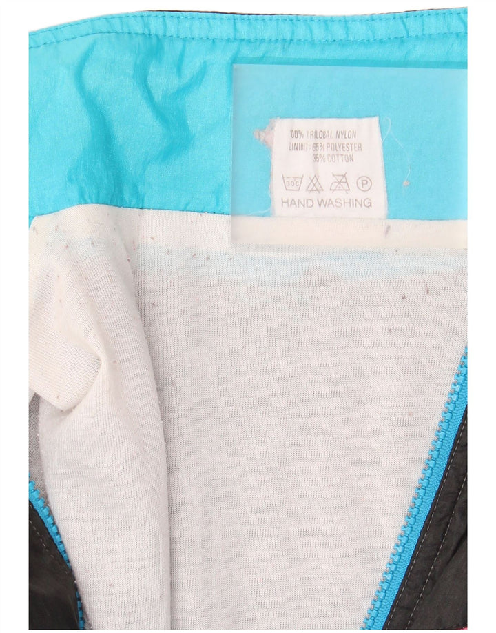 vintage Mens Survêtement Top Veste Bleu Moyen Colourblock Nylon