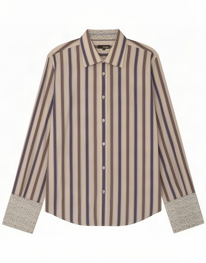 Peter Werth Chemise homme en coton rayé blanc moyen