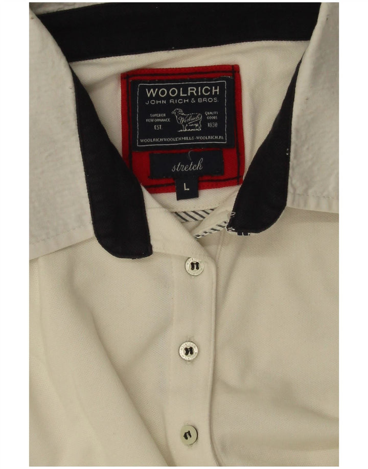 Woolrich Polo Femme UK 14 Large Blanc Cassé