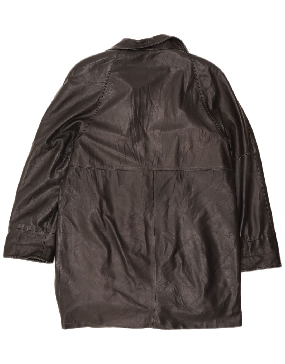 manteau en cuir femme vintage UK 16 Grand Noir