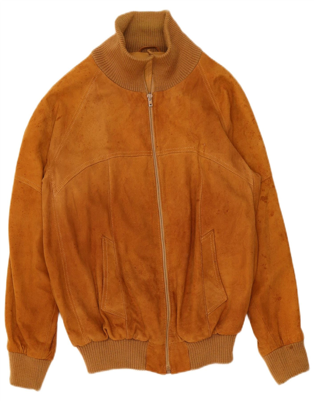 vintage Mens Suede Bomber Jacket IT 50 Grand Cuir Beige