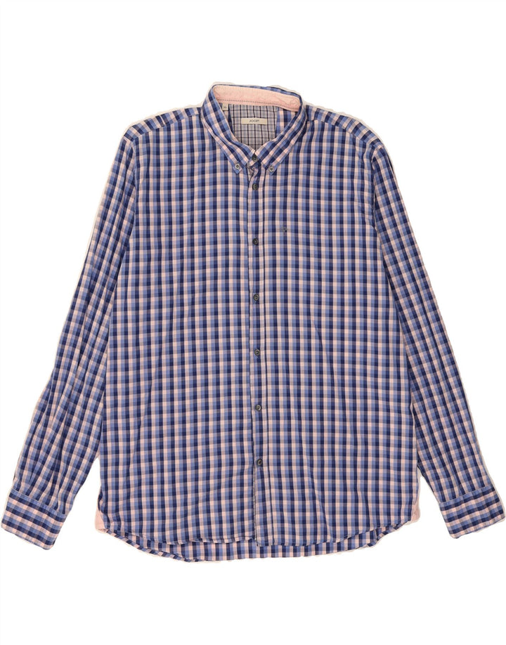 JOOP Mens Shirt XL Blue Check Cotton Vintage Joop and Second-Hand Joop from Messina Hembry 