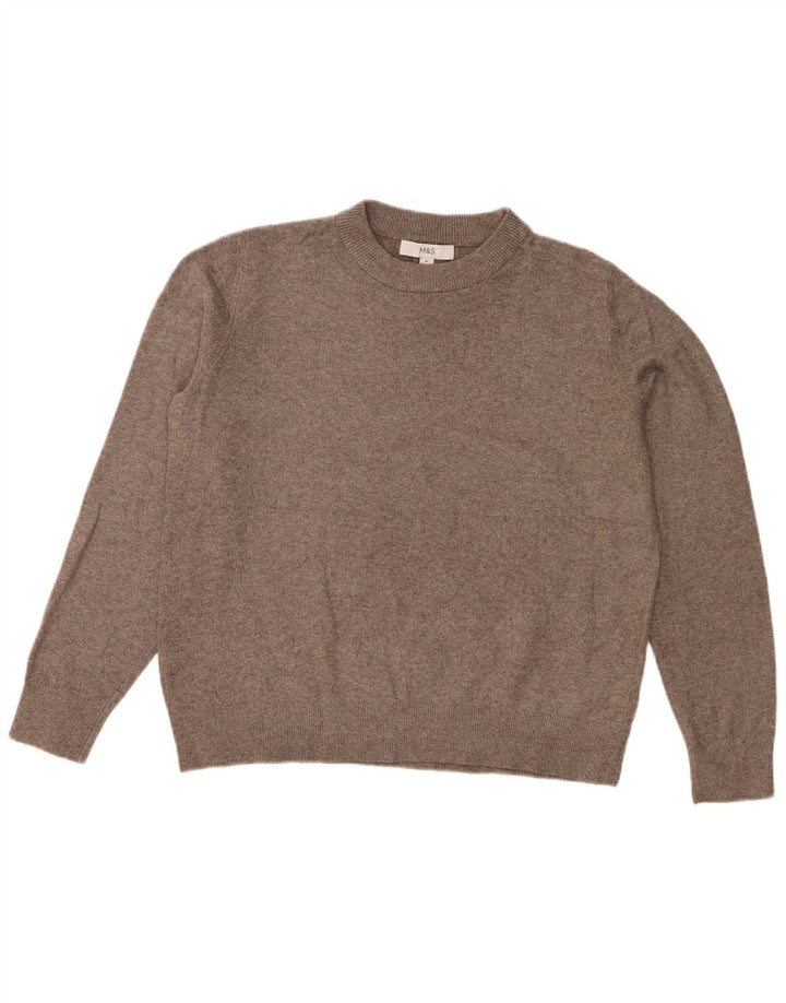 Marks & Spencer Pull à col rond pour femme UK 14 Gris moyen Polyester