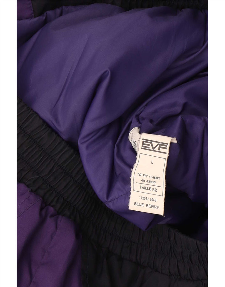 EVF Veste de ski à capuche pour homme UK 40 Large Violet Colourblock Polyester