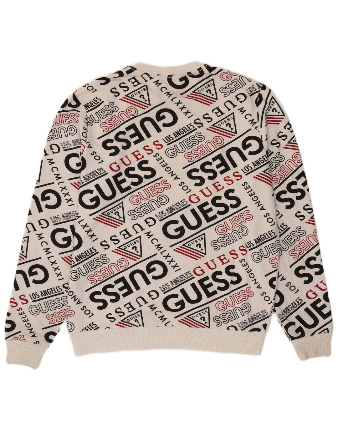 Guess Sweat-Shirt Graphique Homme Blanc Moyen Coton