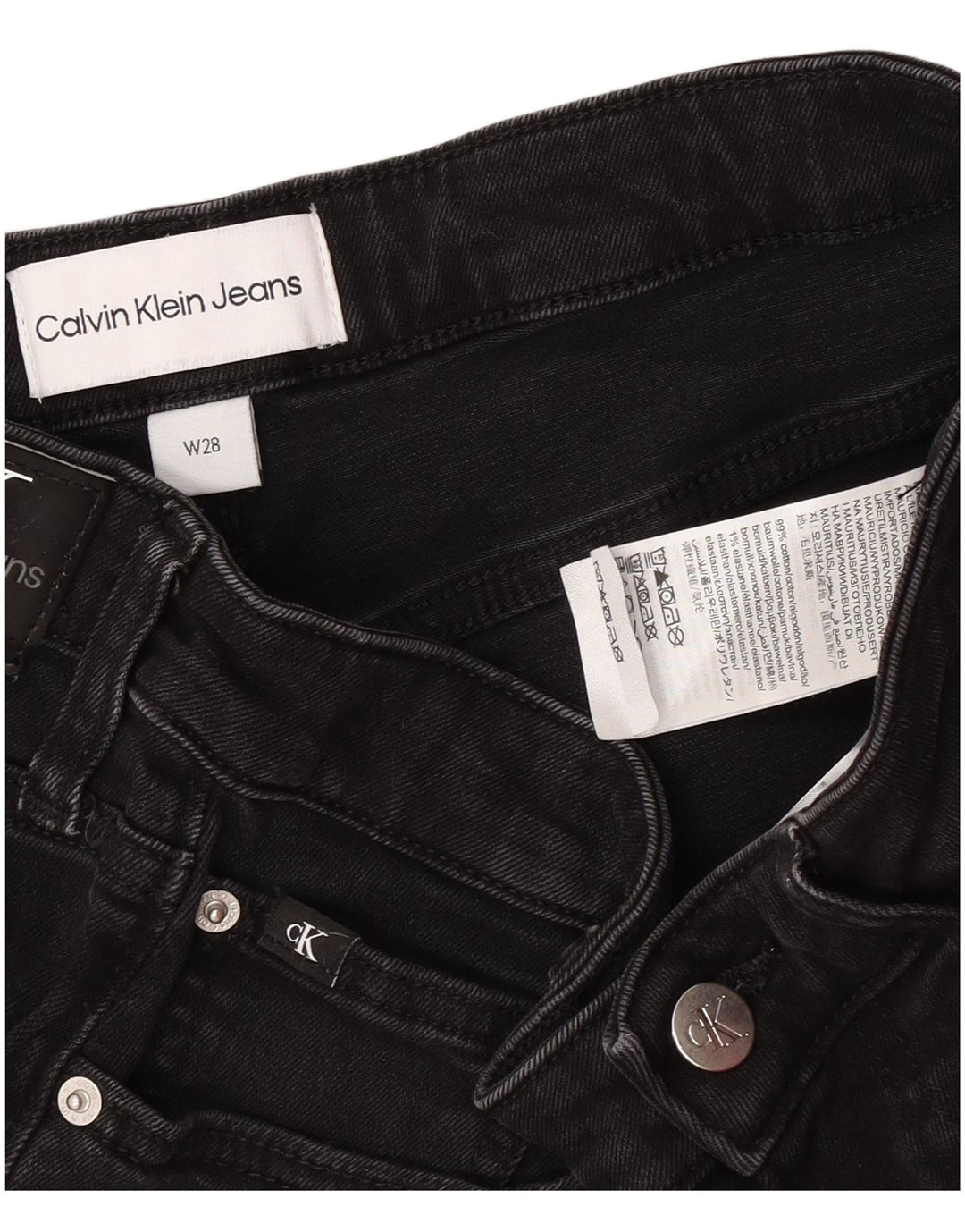 Calvin Klein Short en jean W28 pour femme en coton noir moyen
