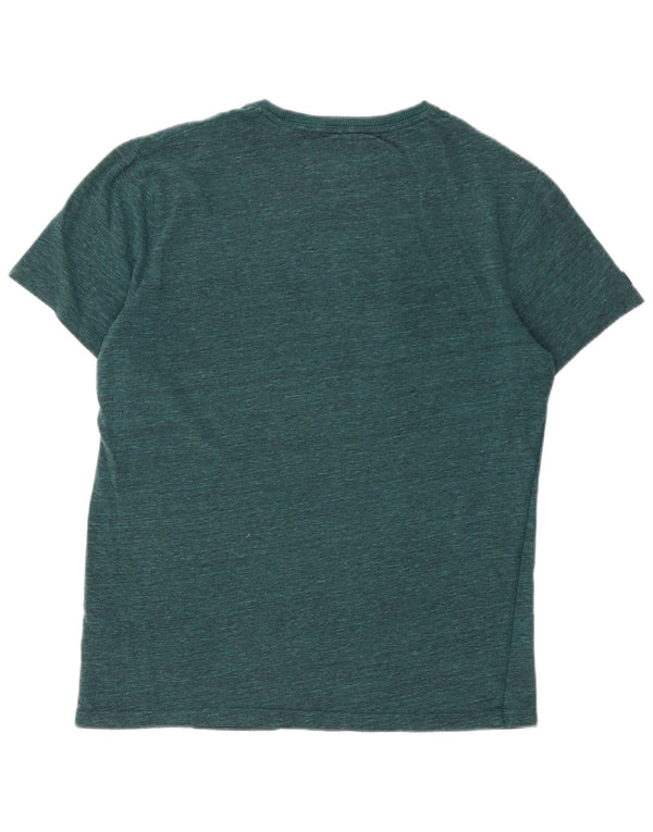 Superdry Homme T-Shirt Graphique Top Large Vert Moucheté Coton