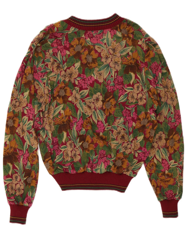 Domina Femme Pull Col V IT 48 XL Laine Florale Multicolore