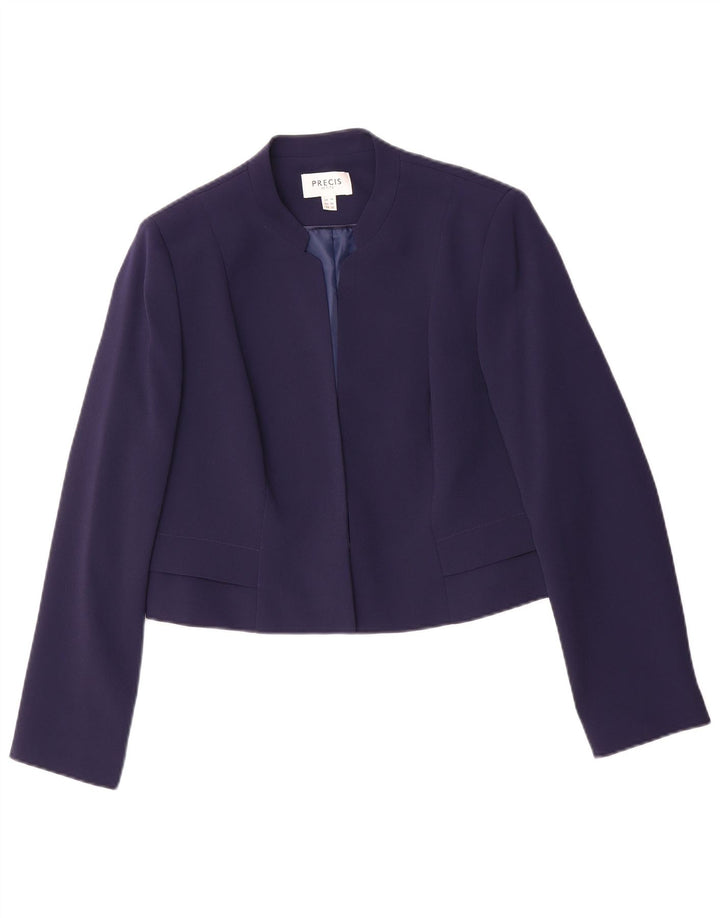 PRECIS Veste blazer courte ouverte pour femme UK 14 Bleu marine moyen Polyester
