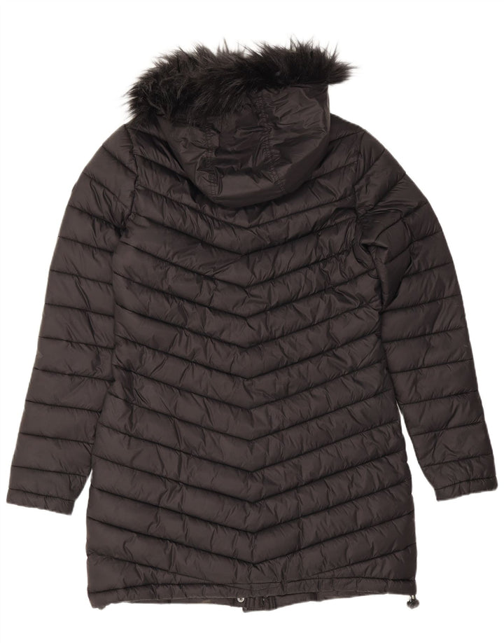 Superdry Manteau rembourré à capuche pour femme UK 14 Medium Noir Nylon
