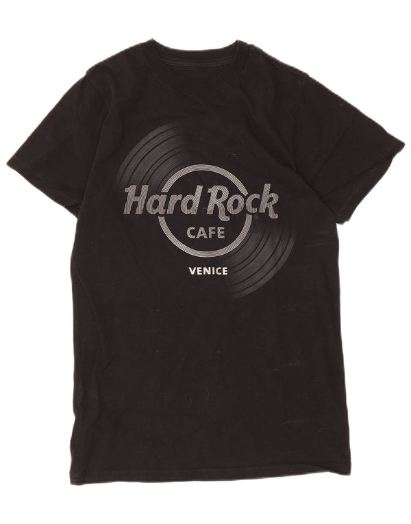 Hard Rock Cafe Womens Venice Graphic T-Shirt Top UK 6 XS Black Cotton