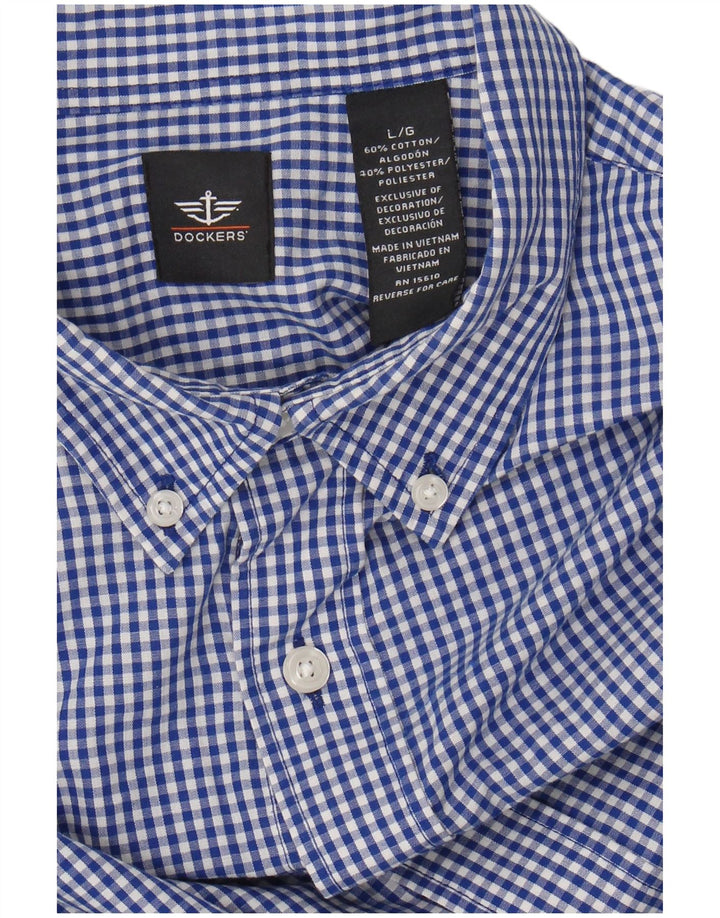 DOCKERS Mens Shirt Large Blue Gingham Cotton