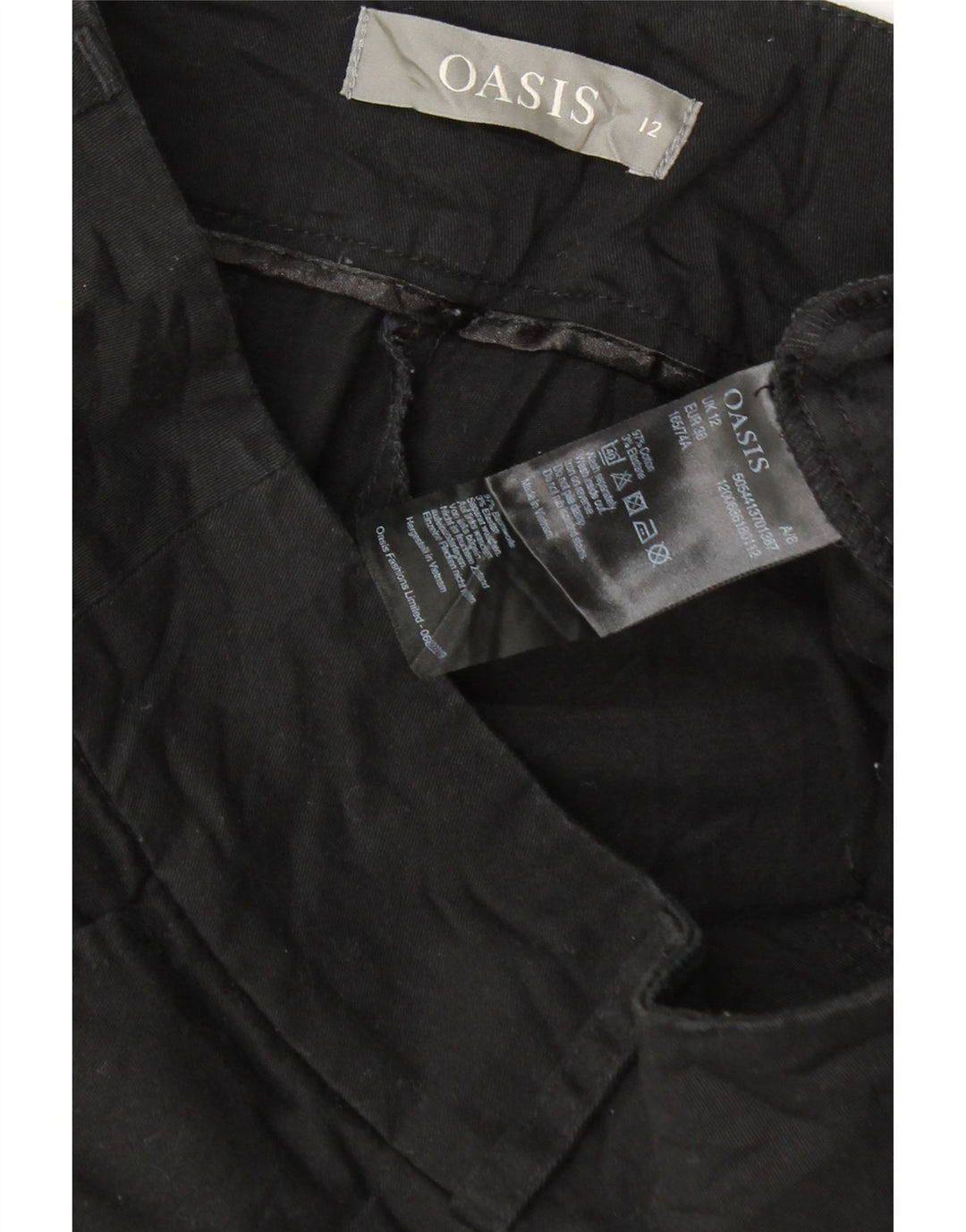 Oasis Short Chino Femme UK 12 Moyen W32 Coton Noir