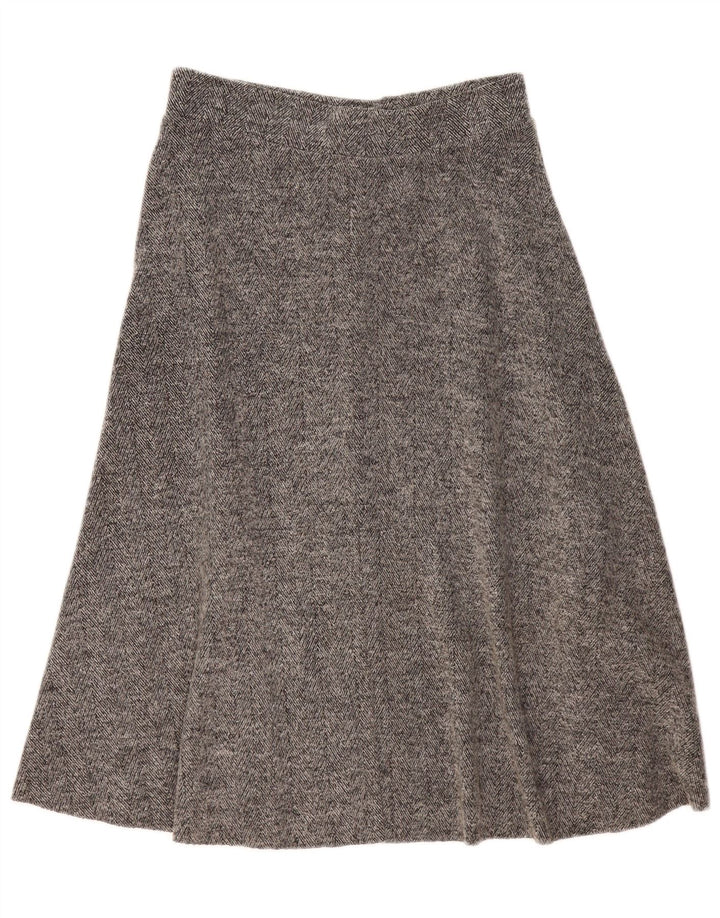 Zara Femme Jupe Midi A-Line Large W32 Gris Chevrons