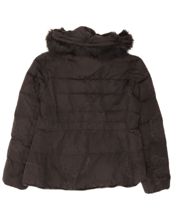 Desigual Veste matelassée à capuche graphique pour femme IT 44 Noir moyen floral