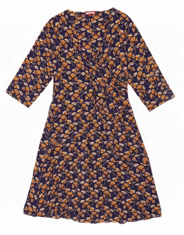 Joe Browns Womens 3/4 Sleeve A-Line Dress UK 16 Large Navy Blue Floral