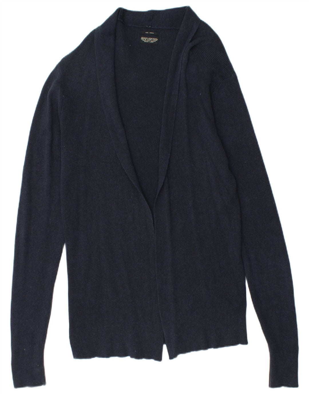ALL SAINTS Pull cardigan ouvert pour femme UK 10 Petit coton bleu marine