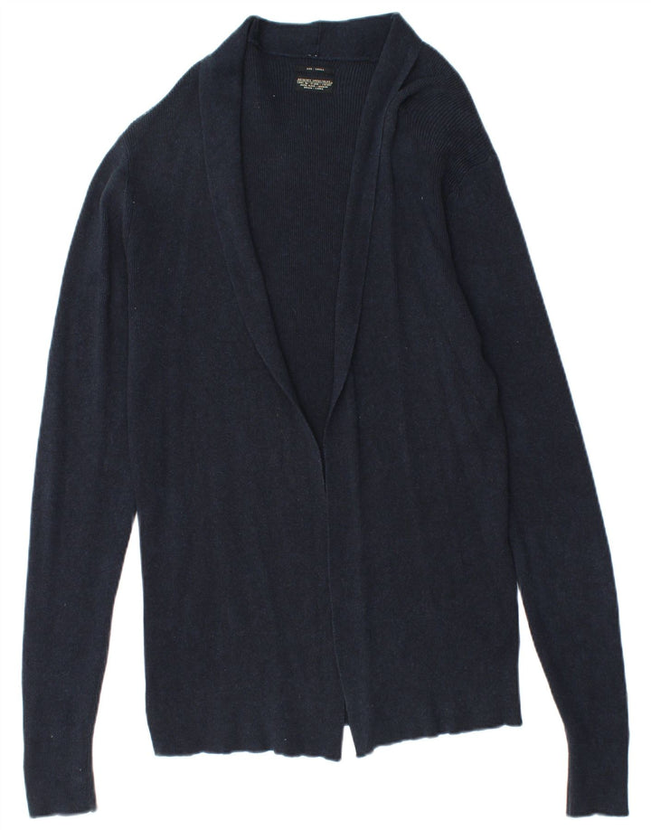 ALL SAINTS Pull cardigan ouvert pour femme UK 10 Petit coton bleu marine