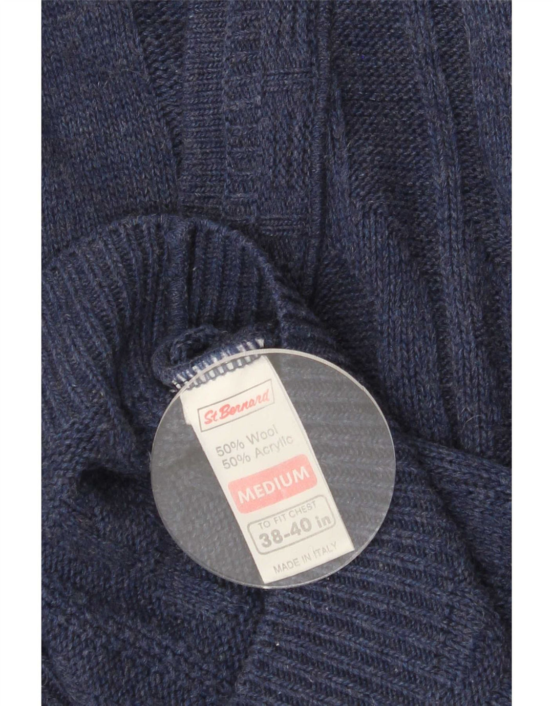 St. Bernard Homme Cardigan Pull Taille 38/40 Laine Bleu Marine Moyen