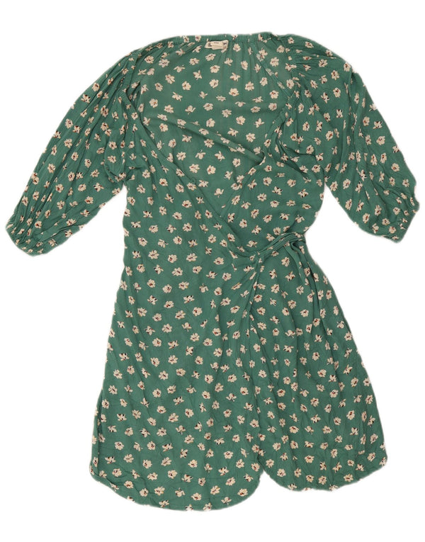 Billabong Robe portefeuille à manches 3/4 pour femme UK 12 Vert moyen floral
