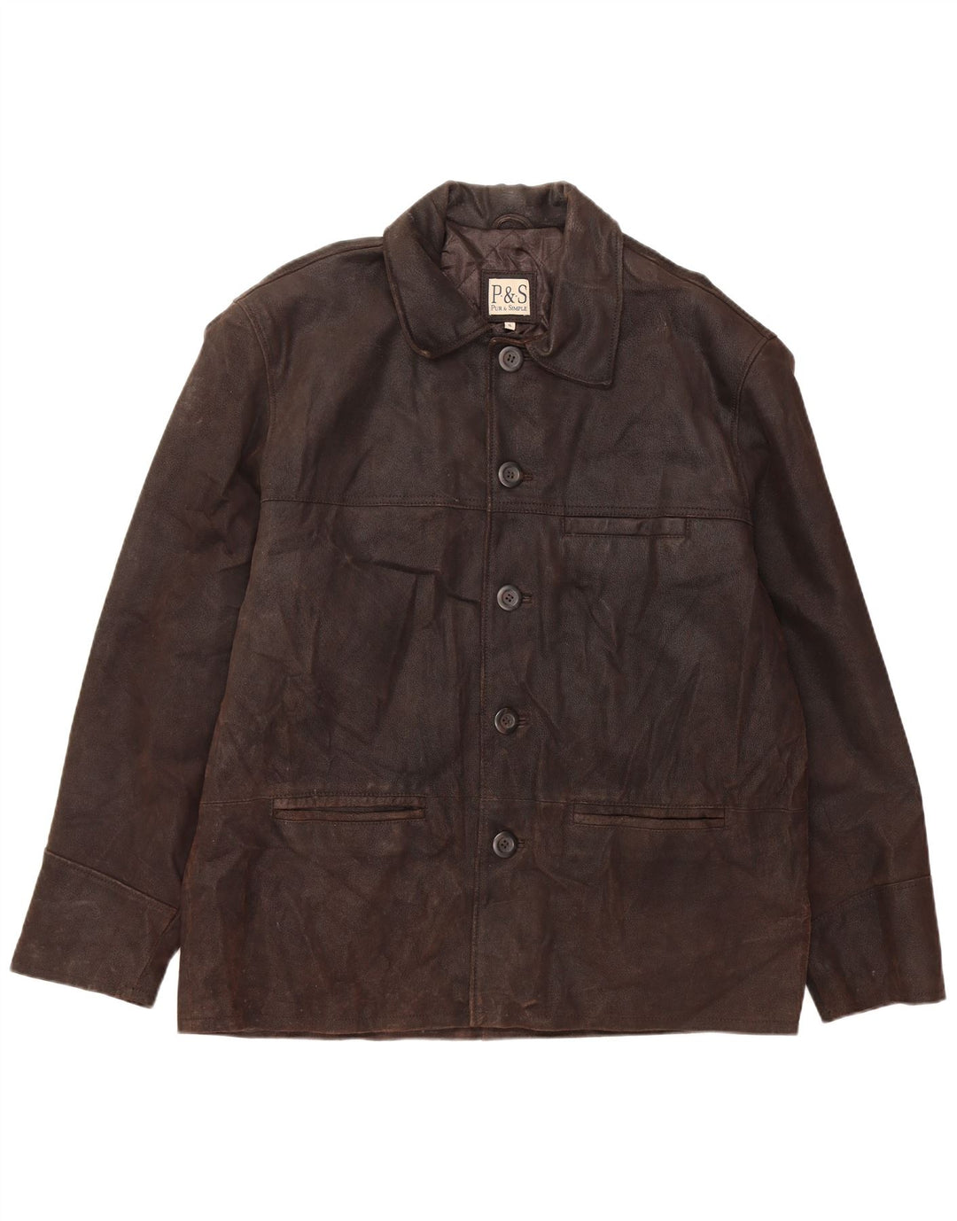 VINTAGE Veste en cuir homme UK 42 XL Cuir marron