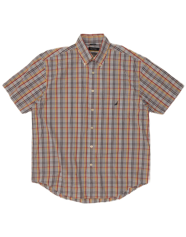 Nautica Chemise à manches courtes pour homme en coton à carreaux multicolores