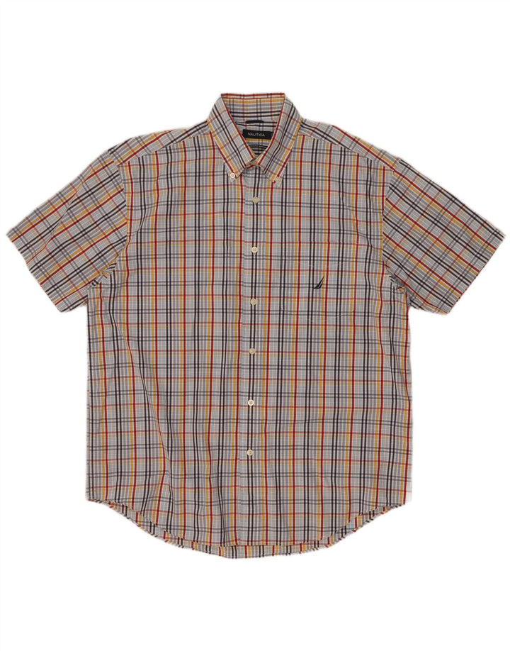 Nautica Chemise à manches courtes pour homme en coton à carreaux multicolores