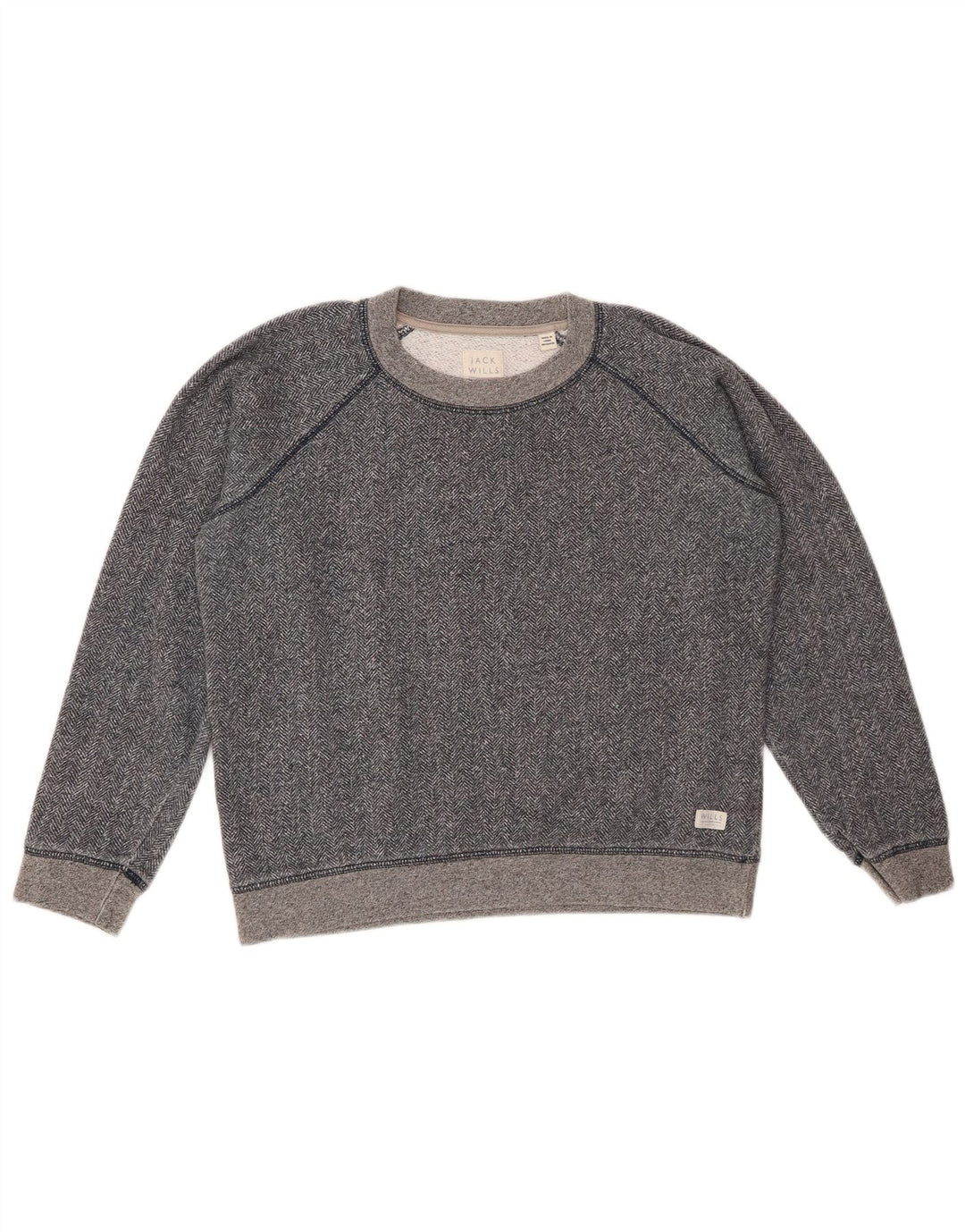 JACK WILLS Sweat-shirt court pour femme UK 12 Bleu marine moyen moucheté