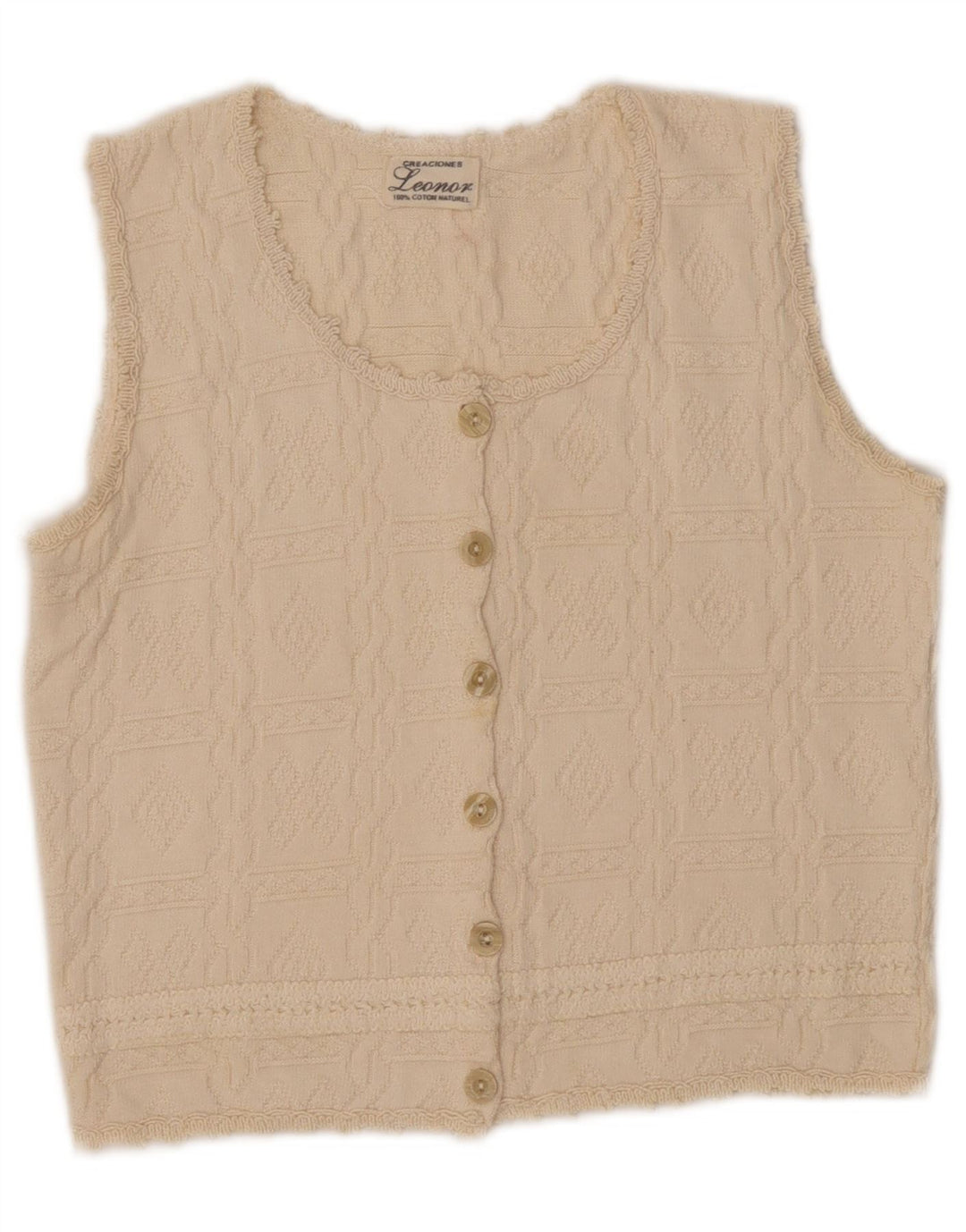 LEONOR Cardigan court sans manches pour femme UK 10 Petit coton beige