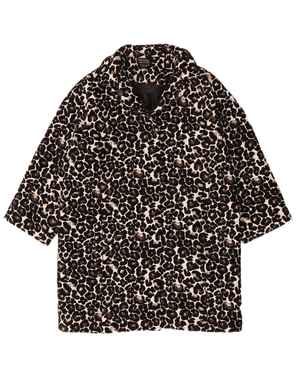 Topshop Manteau surdimensionné pour femme UK 8 Petit coton imprimé animal noir