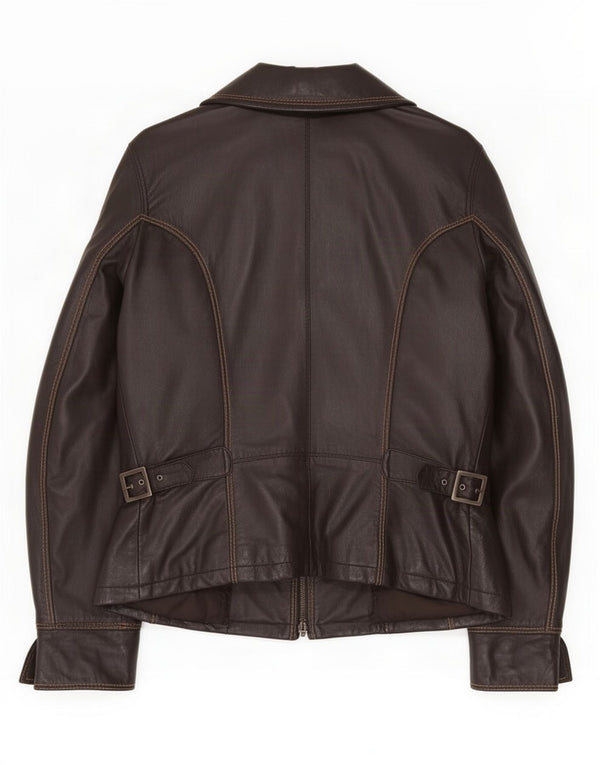veste en cuir femme vintage IT 44 Brun moyen
