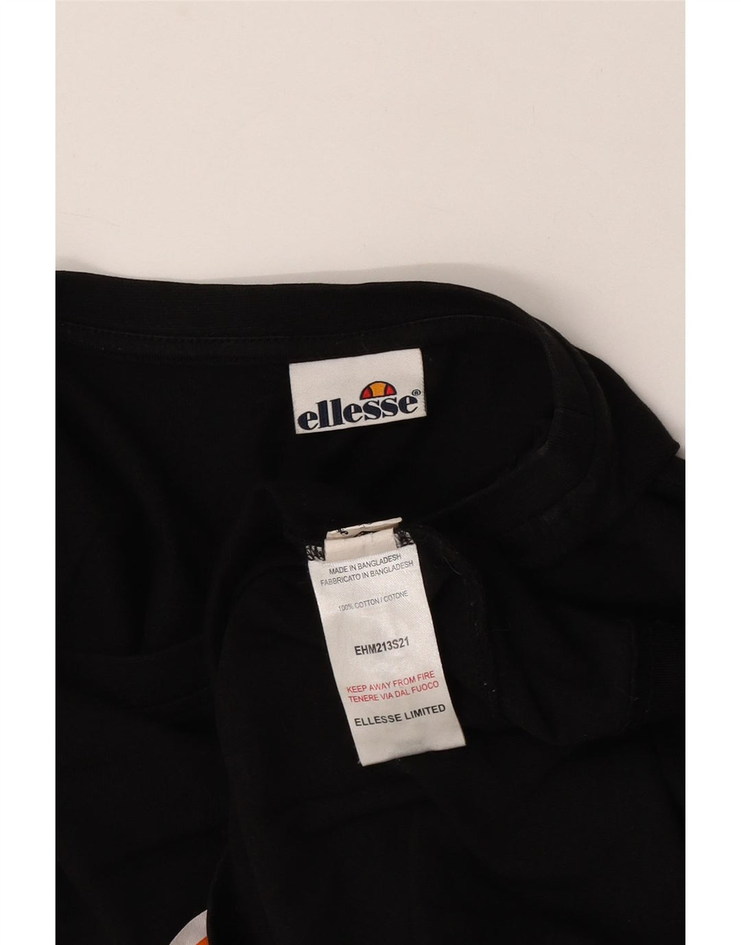 Ellesse T-Shirt Graphique Haut en Coton Colorblock Noir Moyen Homme