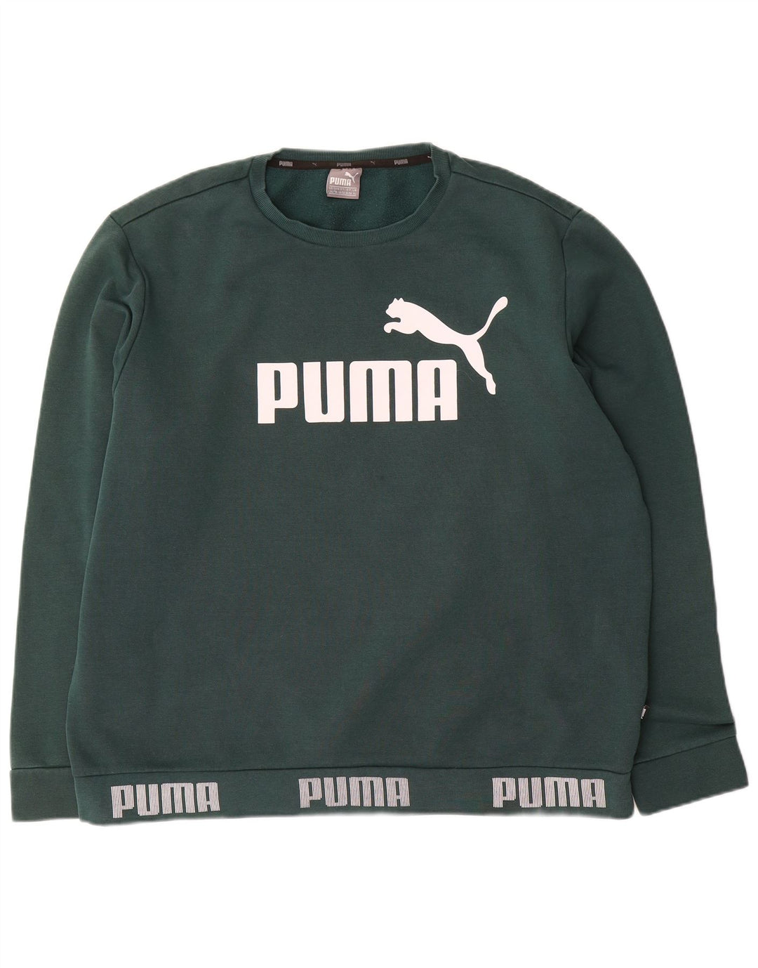 Puma Homme Graphic Sweatshirt Jumper XL Vert Coton