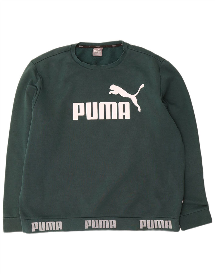 Puma Homme Graphic Sweatshirt Jumper XL Vert Coton