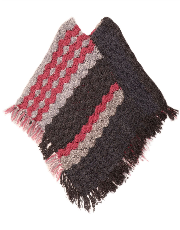 vintage Femme Poncho Jumper Taille Unique Rayé Multicolore