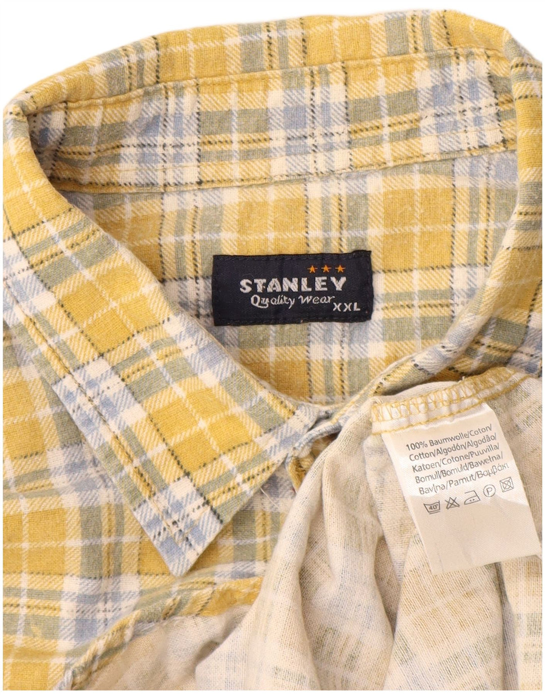 Stanley Chemise en flanelle pour homme 2XL en coton à carreaux jaune