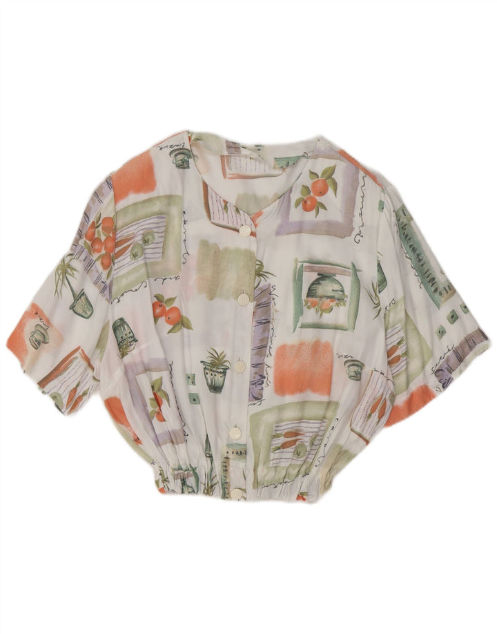 VINTAGE Chemisier chemise à motif abstrait pour femme IT 44 moyen multicolore