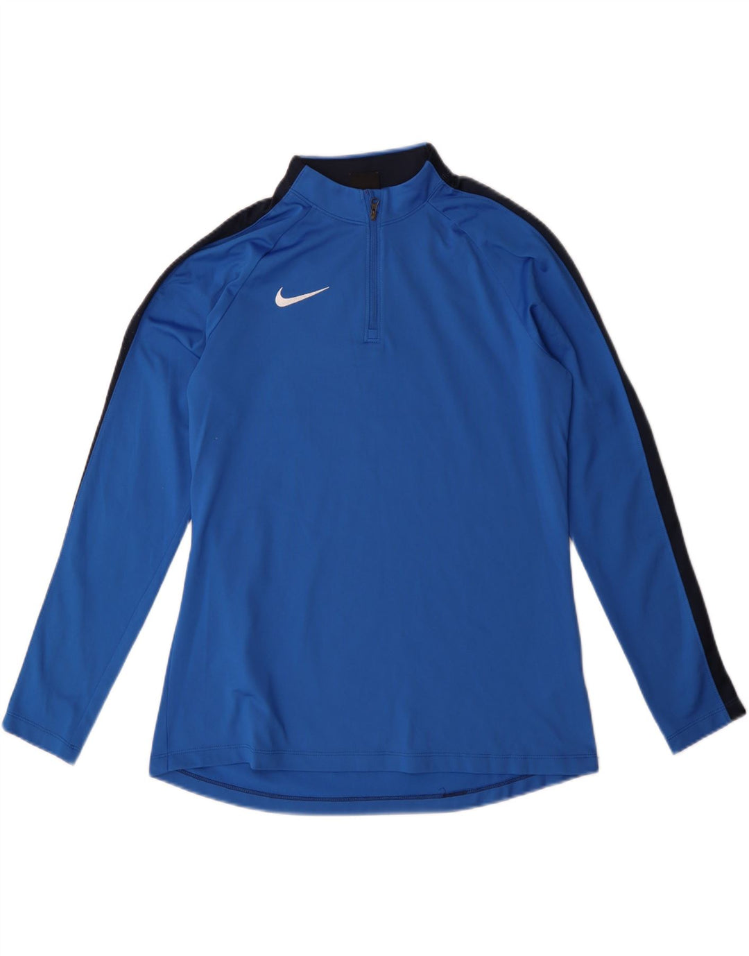 NIKE Womens Dri Fit Zip Neck Top Long Sleeve UK 14 Medium Blue Polyester Vintage Nike and Second-Hand Nike from Messina Hembry 
