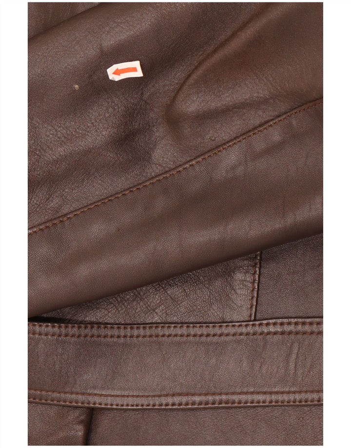 veste en cuir militaire vintage pour hommes UK 36 Petit Brun