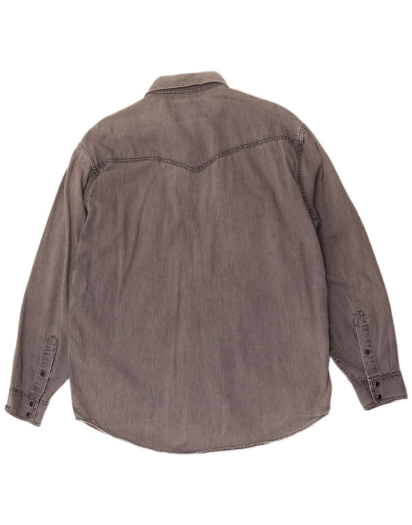 Wrangler Mens Denim Shirt Large Grey Cotton