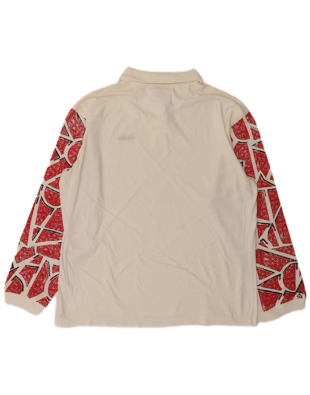 ELLESSE Polo à Manches Longues Homme IT 50 Coton Géométrique Blanc Moyen