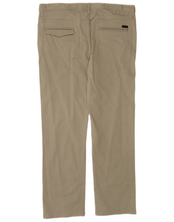 Zara Mens Straight Chino Trousers EU 44 Large W34 L30 Beige Cotton