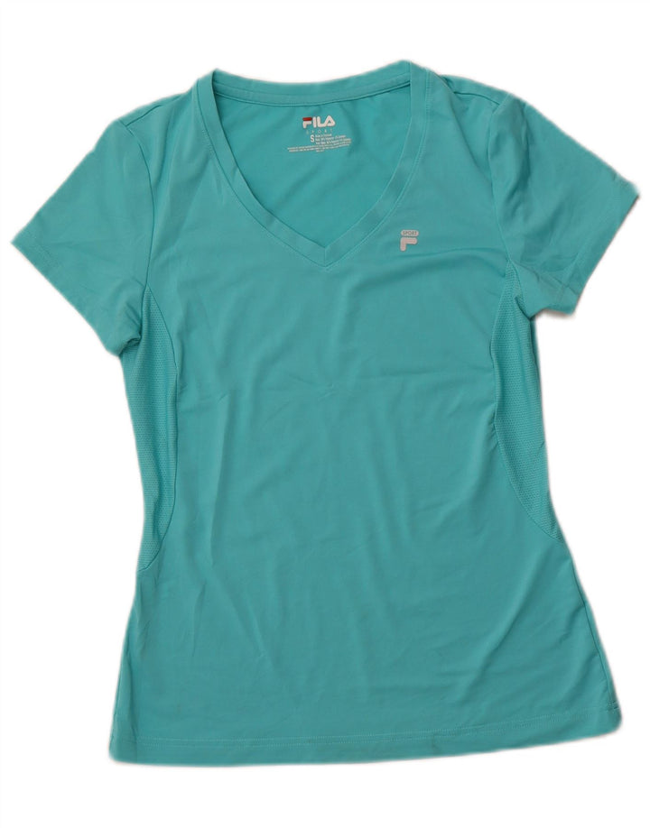 FILA Femme T-Shirt Top UK 8 Small Turquoise Polyester