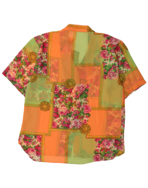 vintage Femmes Manches Courtes Voir À Travers Chemise UK 18 XL Multicolore Floral