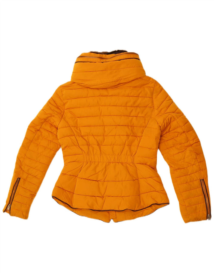 Zara Veste rembourrée courte pour femme UK 10 Small Jaune