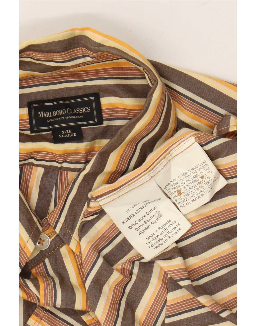 Marlboro Classics Chemise Regular Fit Homme XL Coton Rayé Marron