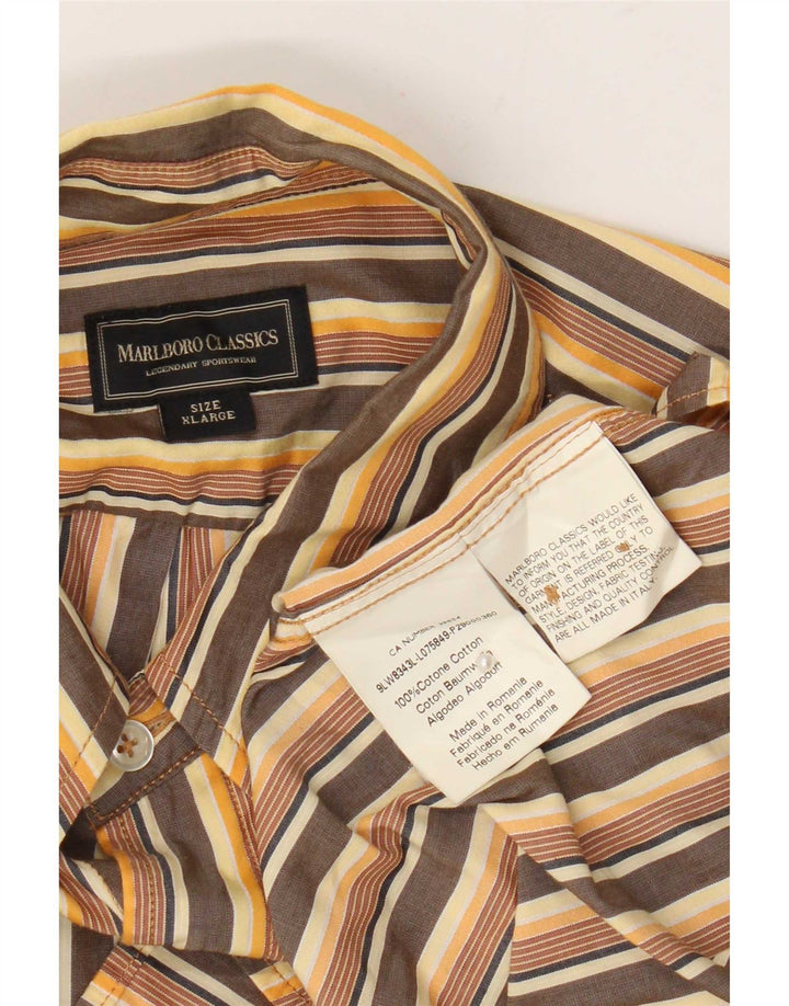 Marlboro Classics Chemise Regular Fit Homme XL Coton Rayé Marron